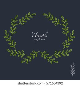 vector, hand draw herbals, leaf. wreath trendy design