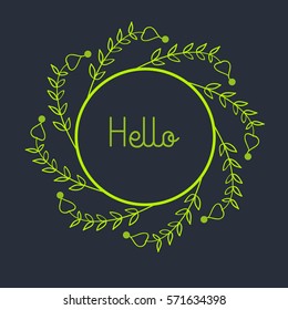 vector, hand draw herbals, leaf. wreath trendy design