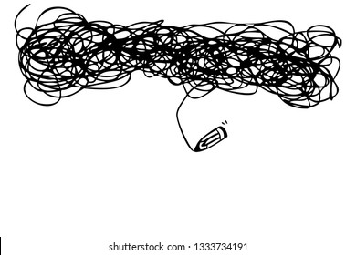 Vector Hand Draw Illustration, Complicated and Difficult to get an Idea
