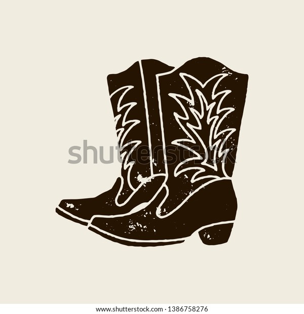 Vector Hand Draw Illustration Cowboy Boots Stock Vector (Royalty Free ...