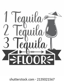 Vector hand draw illustration of cute colourful lying owl with crayon lines in cartoon style with funny quote one tequila two tequila three tequila floor on white background