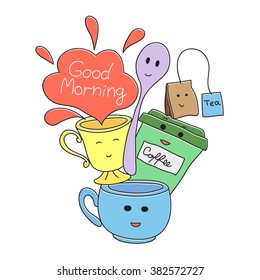 Vector hand draw illustration - good morning