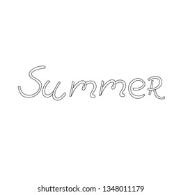Vector hand draw illustration on white background. lettering. Hello summer, beach, sun, fruit.