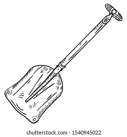 Vector hand draw illustration of shovel isolated on white background