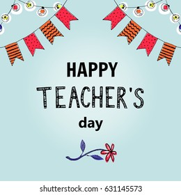 Vector Hand draw lettering Happy teachers day.