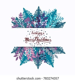 Vector hand draw lettering text I Wish You a Merry Christmas. Hand lettering for greeting card on fine background. Holiday typography design for postcard, poster, banner, invitation, gift tag, card.