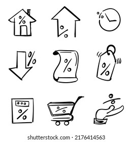 vector hand draw loan icon set on white background.