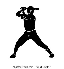 vector hand draw man play softball