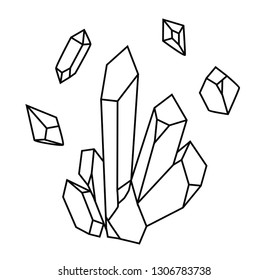 Vector of hand draw mineral crystal stone isolated on white