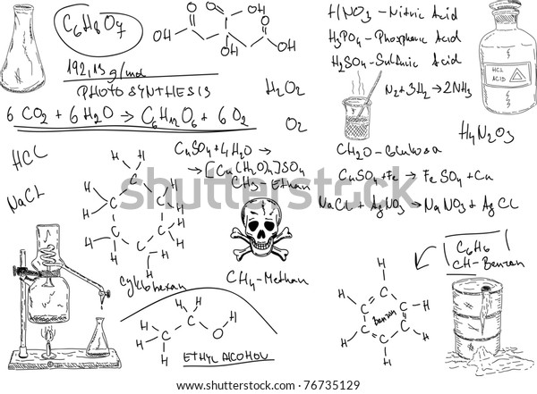 Vector Hand Draw Organic Chemistry On Stock Vector Royalty Free