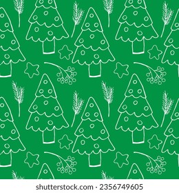 Vector hand draw pattern in doodle style for different paper and fabric print ,winter holidays like christmas and new year.