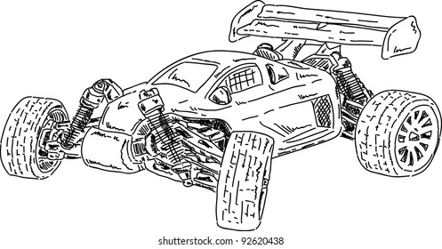 Vector - Hand Draw RC Buggy Car Isolated On Background