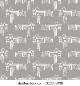 Vector hand draw retro mechanism seamless pattern. Eps10