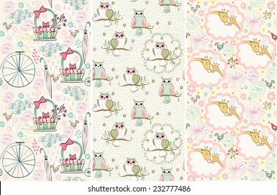 vector hand draw seamless pattern with animals