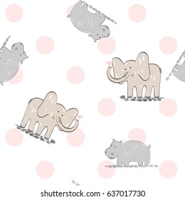vector hand draw seamless pattern with animals