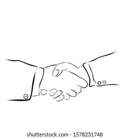 Vector Hand Draw Sketch, 2 man Handshaking 