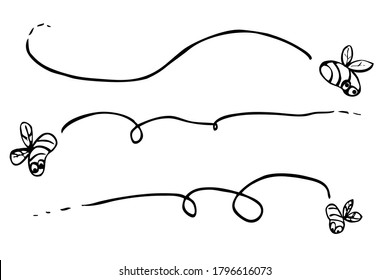 Vector Hand Draw Sketch, 3 Fly, insect
