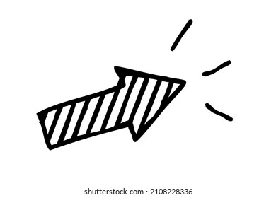 Vector hand draw sketch, Arrow or Pointer, Isolated on White
