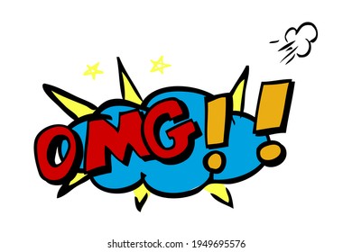 Esbozo de dibujo de mano de vectores con marcador grande negro OMG, Oh Dios mío, aislado en blanco
