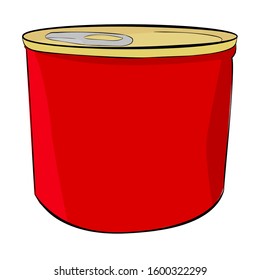 Vector, hand draw sketch of Blank Cylinder corned beef can, isolated on white
