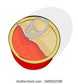 Vector, hand draw sketch of Blank Cylinder corned beef can, isolated on white
