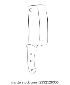 cuchillo de carnicero de dibujo de mano vectorial, aislado en blanco
