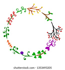 vector hand draw sketch circular colorful various floral for element design, template, laurel, qoute, message etc

