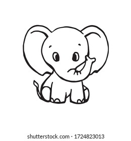 Vector of hand draw or sketch of cute baby elephant. Illustration