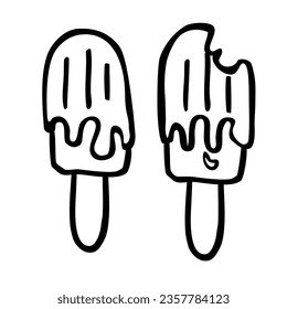 boceto de dibujo de mano vectorial palo de helado doodle, aislado en blanco
