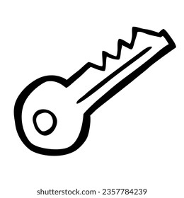 clave de doodle de dibujo de mano vectorial, aislada en blanco
