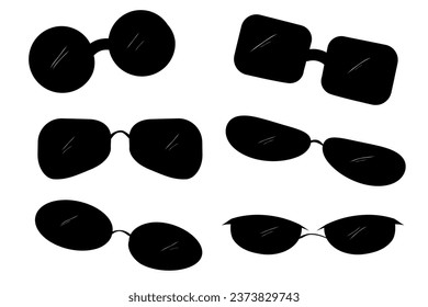 vector hand draw sketch doodle of six Eyeglasses, isolated on white
