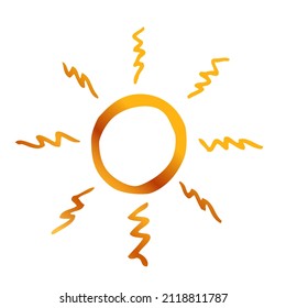 Vector Hand draw Sketch of Golden Sunburst, sun Burst, Isolated on White
