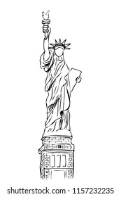 vector hand draw sketch of liberty statue