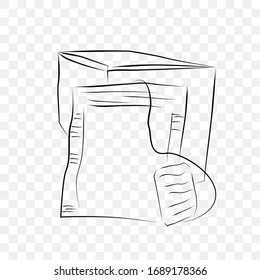 Vector Hand Draw Sketch, Mockup Blank Instant Tea Bag and Box, at transparent Effect Background
