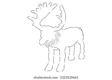vector hand draw sketch moose or big deer, isolated on white
