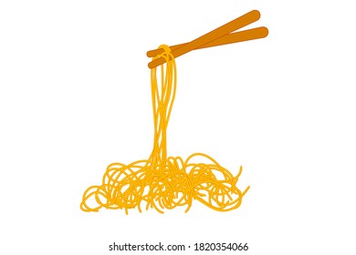 Vector Hand Draw Sketch, Noodle and Chopstick 

