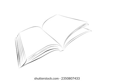 vector hand draw sketch open book, isolated on white
