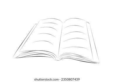 vector hand draw sketch open book, isolated on white
