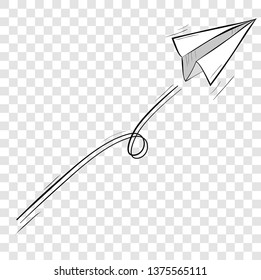 Vector hand draw sketch of paper plane, at transparent effect background
