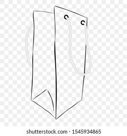 Vector Hand Draw Sketch of Paper Bag with rope, at transparent effect background
