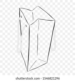 Vector Hand Draw Sketch of Paper Bag with rope, at transparent effect background
