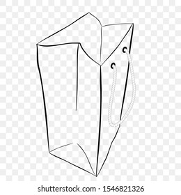 Vector Hand Draw Sketch of Paper Bag with rope, at transparent effect background
