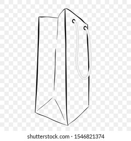 Vector Hand Draw Sketch of Paper Bag with rope, at transparent effect background
