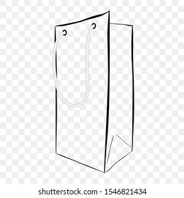 Vector Hand Draw Sketch of Paper Bag with rope, at transparent effect background
