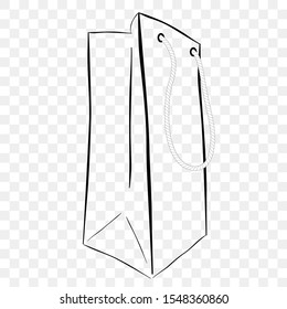 Vector Hand Draw Sketch of Paper Bag with rope, at transparent effect background
