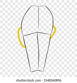 Vector Hand Draw Sketch of Paper Bag with yellow rope, at transparent effect background
