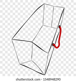 Vector Hand Draw Sketch of Paper Bag with red rope, at transparent effect background
