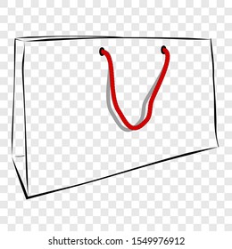 Vector Hand Draw Sketch of Paper Bag with red rope, at transparent effect background
