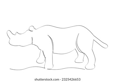 vector hand draw sketch rhinoceros, isolated on white
