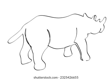 vector hand draw sketch rhinoceros, isolated on white
